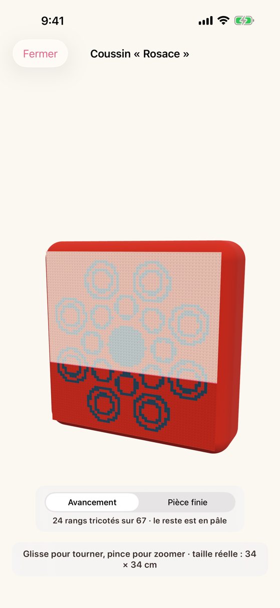 Vue 3D qui montre l'avancement du projet